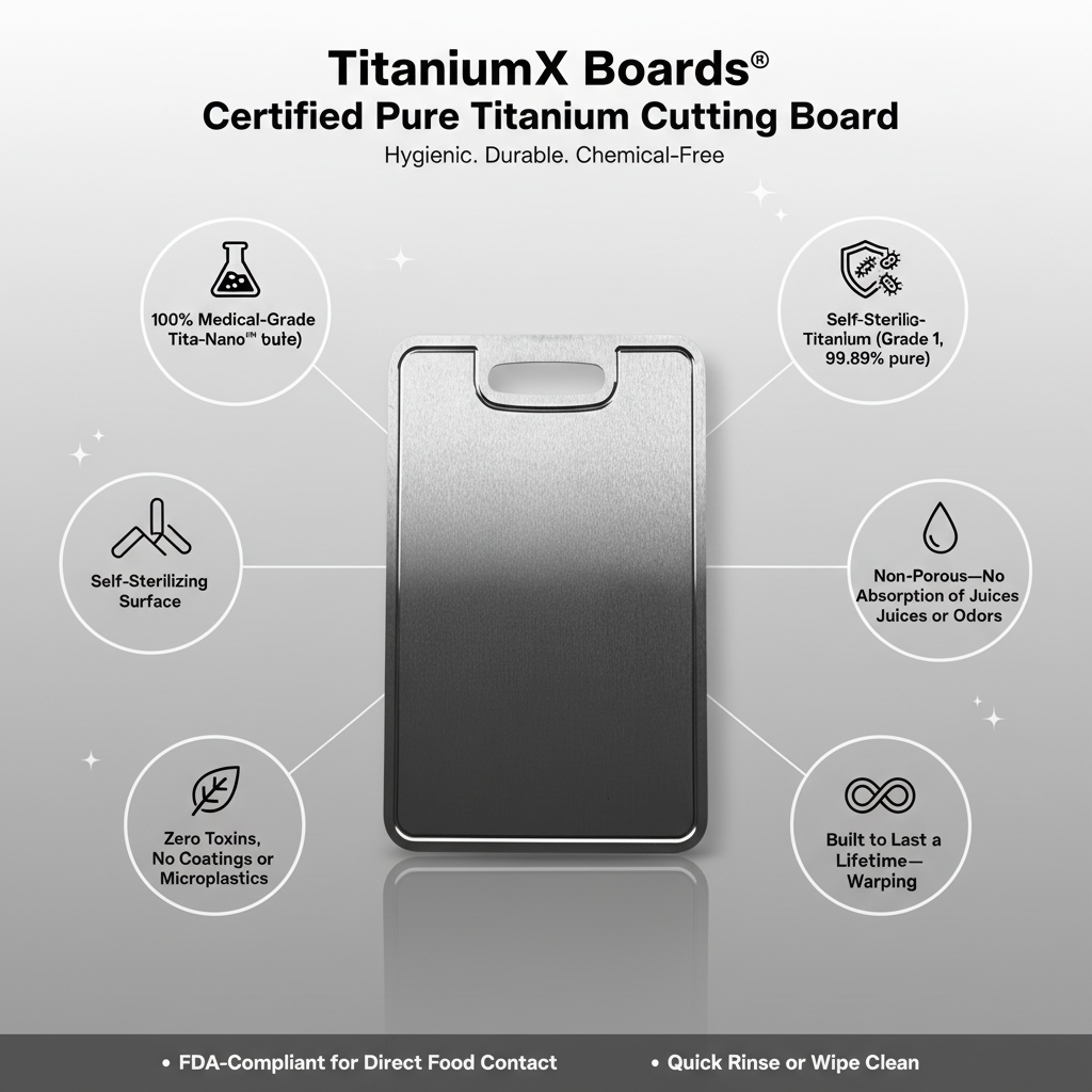 TitaniumX Boards® Certified Pure Titanium Cutting Board