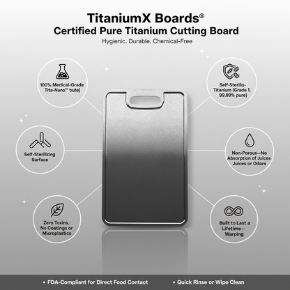 TitaniumX Boards® Certified Pure Titanium Cutting Board